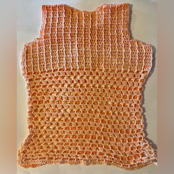 Beautiful Peachy Boho Tank Top 100% Cotton Hand Crochet - Picture 3 of 5